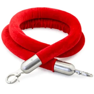Afzetkoord 150 cm rood velours (chroom)